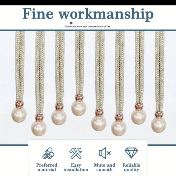 2 Pcs Curtain Tiebacks Decorative Faux Pearl Curtain Ties Back Adjustable Draper - Picture 8 of 9